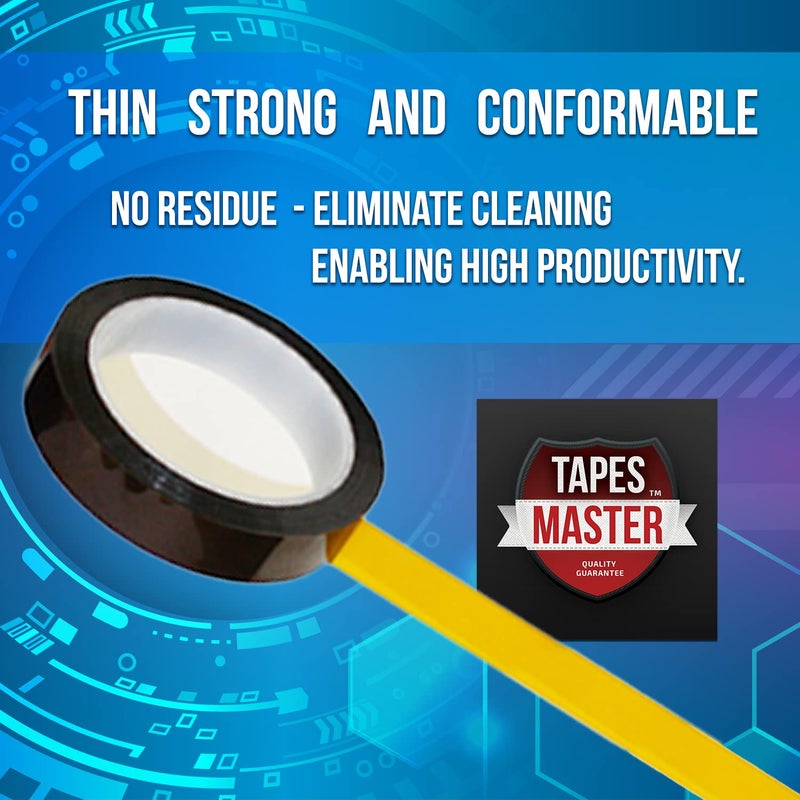 Tapes Master 5" x 36 Yds 1 Mil Polyimide High Temperature Heat Resistant Heat Transfer Thermal Electrical Insulation 3D Printer Surface Tape with Silicone Adhesive 3” Core, No Residue - Image 4